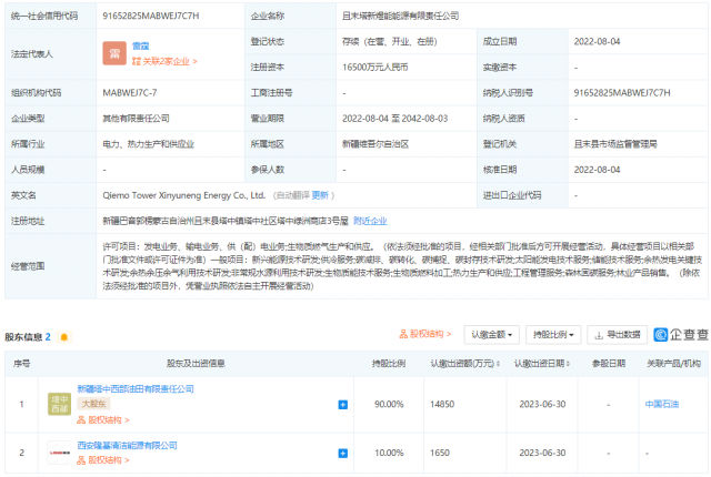中國(guó)石油、隆基投資成立能源公司
